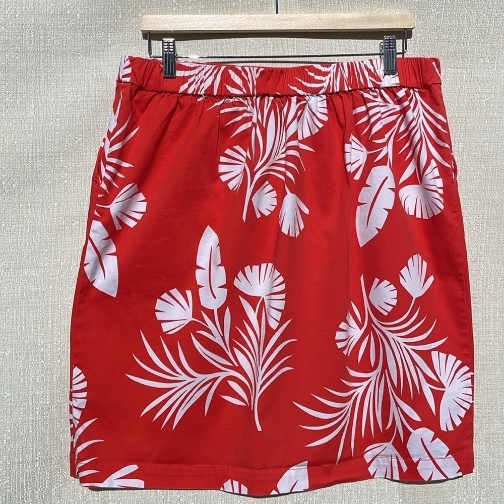 Boden Danby Pull On Mini Skirt Cherry Red, Jungle Bouquet Size 12 Long